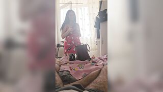 The bitch is at work again, her friend at home has videotaped her, she is oblivious to everything