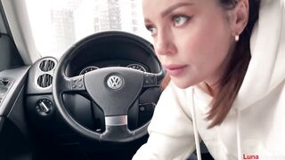 Hot Blowjob In The Parking Lot With Cum Swallowing – Luna Roulette
